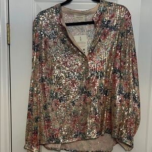 Sezane Multicolor Sequin Blouse